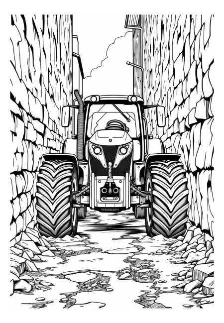 Velký traktor ve slepé uličce bahna