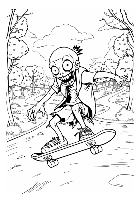 Zombík na skateboardu v parku