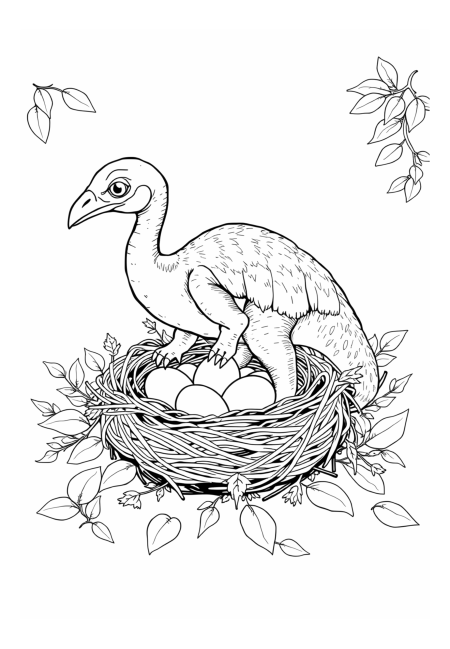 Ornithomimus s vejci v hnízdě