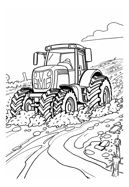 Traktor projíždí hlubokých blátem