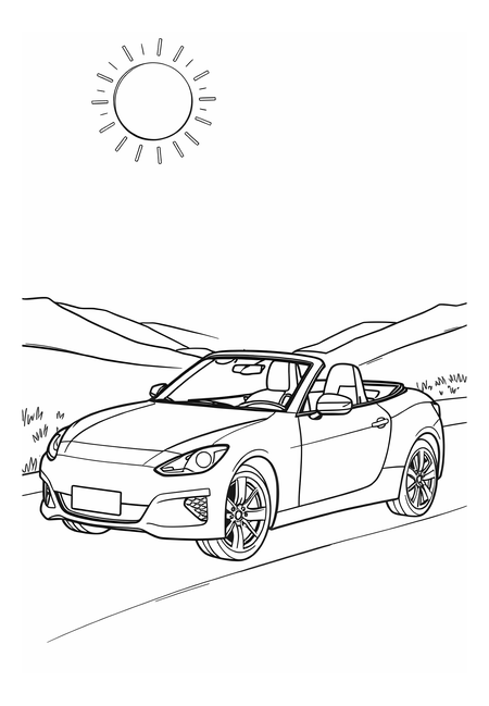 Kabriolet s otevřenou střechou pod sluncem