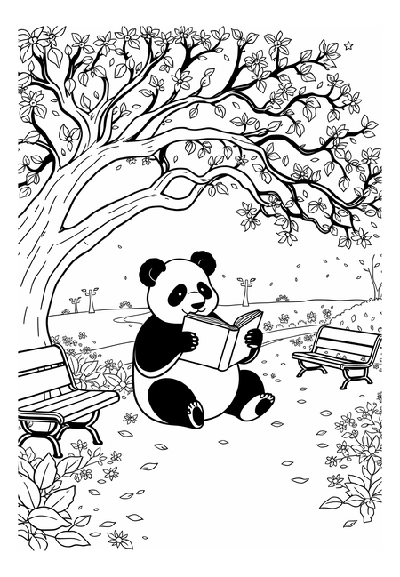 Panda čte v parku: Inspirace a relax v každém listu
