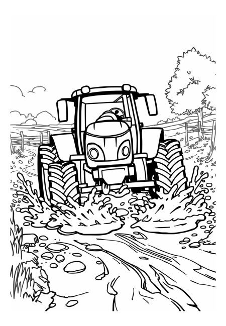 Traktor překonává hluboké bahno
