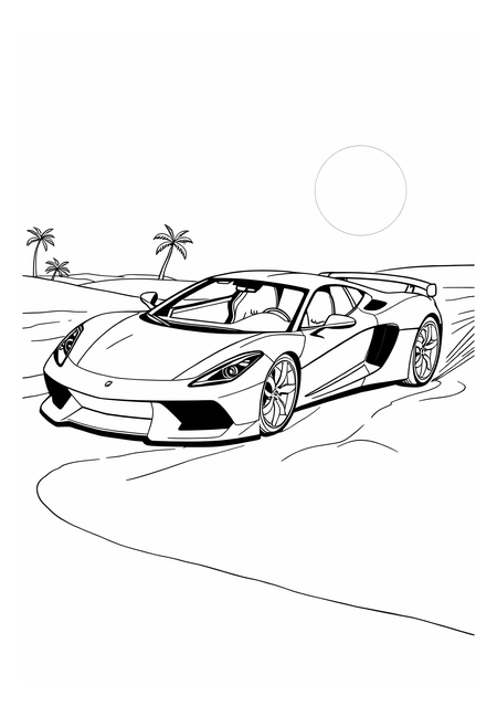 Sportovní auto na slunné pláži