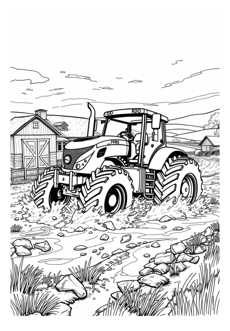 Traktor bojuje s blatom na farme