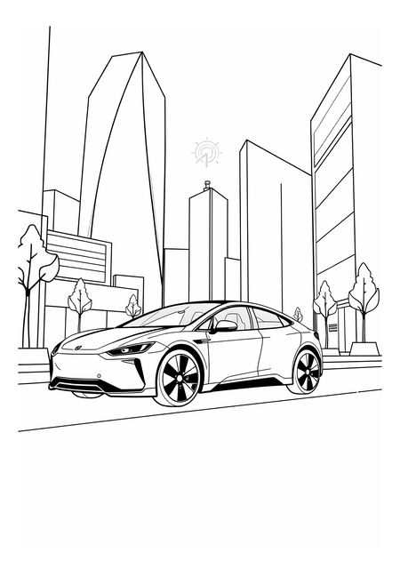 Elektrické auto v moderním městě