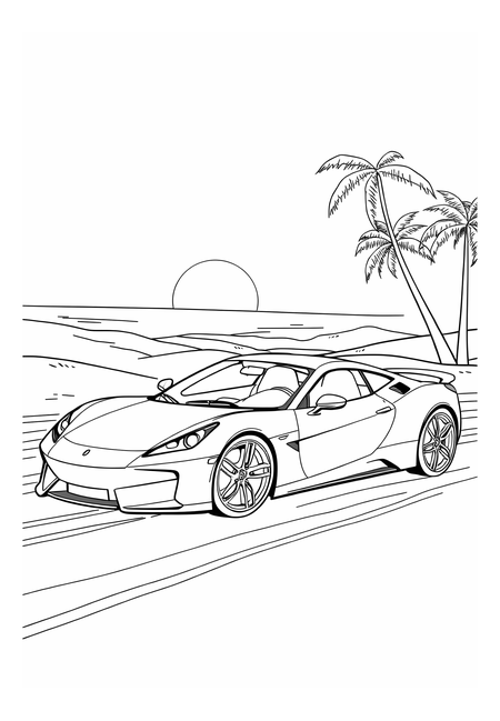 Luxusní sportovní auto na zlatavé pláži